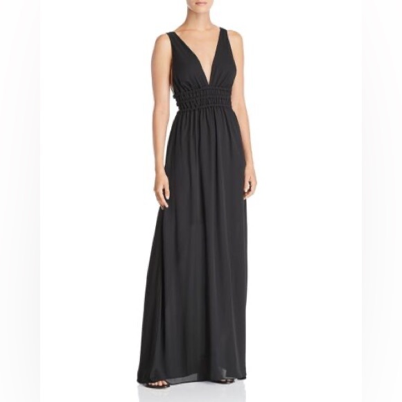 SOLD WAYF Black Maxi dress with deep v and cut-outs - Picture 1 of 2